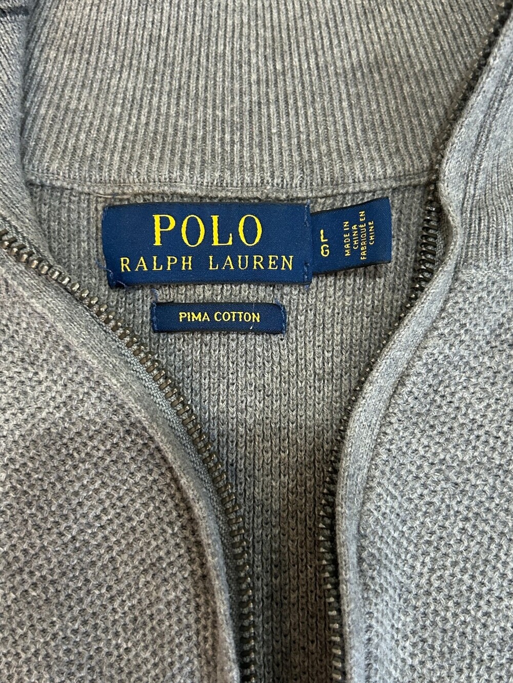 Polo Ralph Lauren Men's Gray Pima Cotton Quarter Zip Preppy Classic Sweater L - Picture 4 of 6